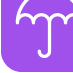 Weißes Icon eines Regenschirms auf einem lila Hintergrund