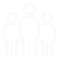 Weißes Icon, das drei Personen zeigt