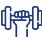 Blaues Icon einer Hand, die eine Hantel in die Höhe hält