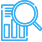 Blaues Icon, das ein Dokument mit einer Grafik zeigt, darüber eine Lupe