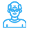 Blaues Icon eines älteren Mannes