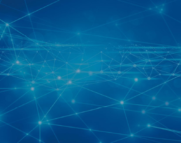 Blaue Netzwerkgrafik: die digitale Schadenabwicklung von PropertyExpert
