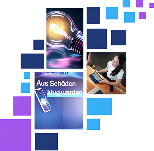 Collage, die drei Bilder zeigt: Oben sieht man eine Glühbirne, rechts ein Foto von Emilia Heitmann von PropertyExpert und in der Mitte den Schriftzug 